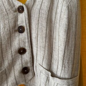 Zara Backless Beige Striped Jumpsuit